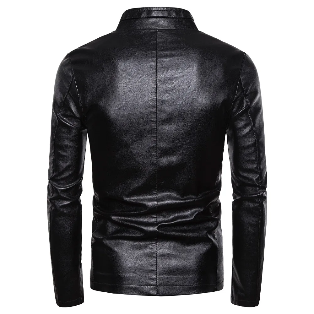 

Hot Selling 2019 Spring And Autumn New Style Locomotive Slim Fit Leather Coat Men England Fashion Fold-down Collar Leather Coat