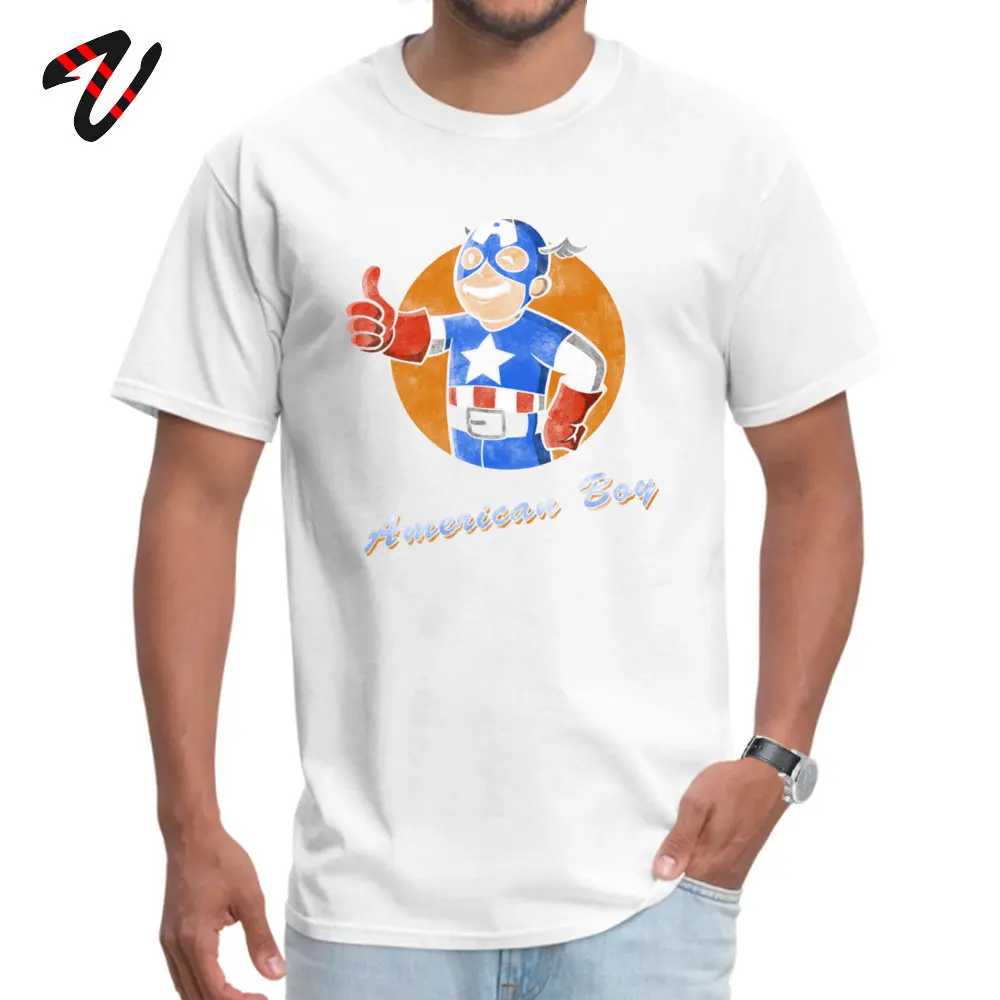 Male Coupons Slim Fit T Shirt Crewneck Lovers Day 100% Cotton T Shirt Printed Short Sleeve American_Boy_ Tops Shirt American_Boy_7588 white