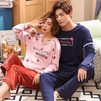 

New Couples Pajamas Set Women/men Long sleeve trousers Sleepwear Cartoon Pattern Home Clothing Lovers Casual Wear suit Nightgown