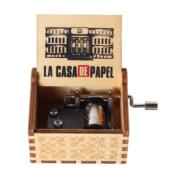 

Newest color print The Paper House La Casa De Papel Music Box Bella Ciao Music Box Hand Crank Musical Box Toy Casket Decoration