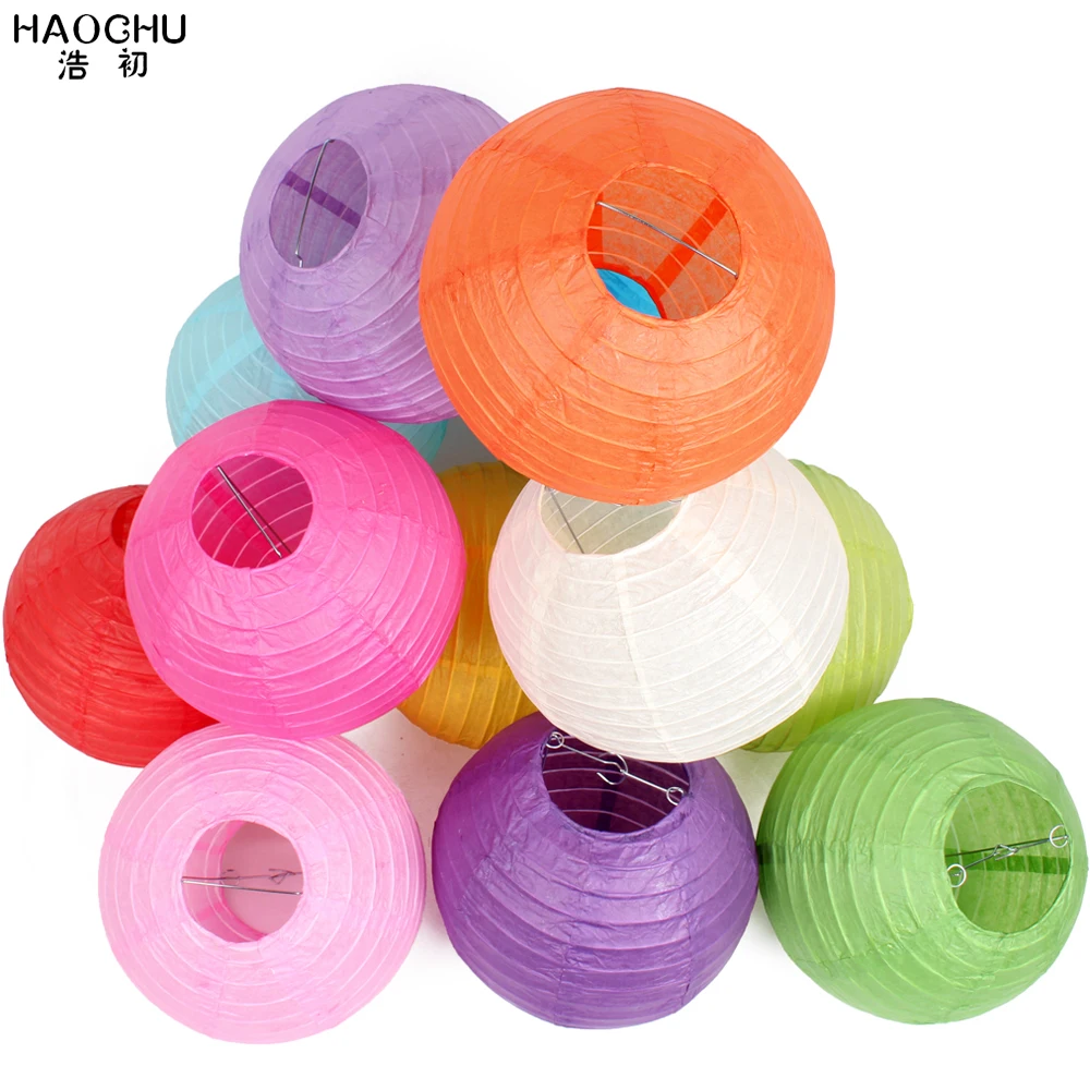 

5pcs/lot Round Chinese Paper Lanterns Birthday Wedding Decor Gift Craft DIY Lantern Hanging Ball Party Supplies 21 Colors 6 Size