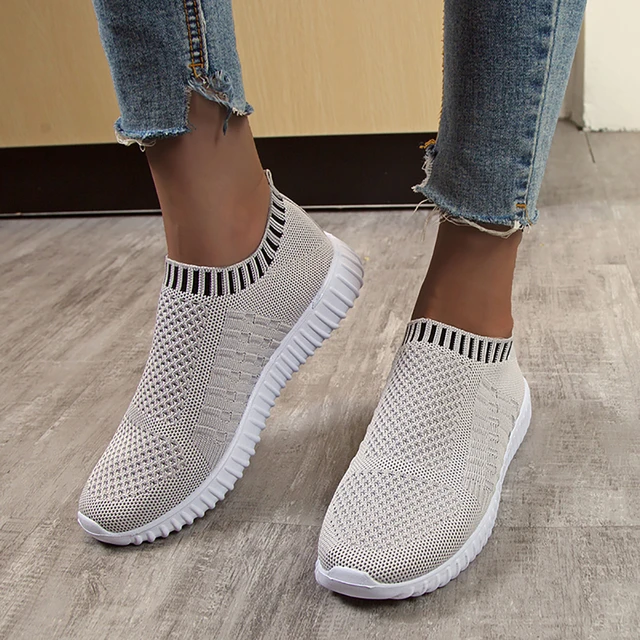 Zapatillas deportivas elásticas antideslizantes transpirables para todas las estaciones, zapatillas vulcanizadas cómodas de sólida y poco profunda - AliExpress Mobile