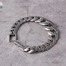 925 пробы серебряный модный тренд ювелирные изделия персонализированный мужской браслет Ретро тайский серебряный шесть слов мантра серебряная цепь