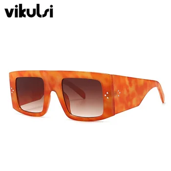 

2020 Retro Rivet Orange Sunglasses Women Brand Square Oversized Sun Glasses Vintage Featured Frame Eyewear Female gafas de sol