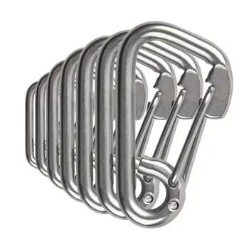 

5Pcs 8cm Stainless Steel Push Carabiner Multifunctional Spring Snap Climbing Carabiner Quick Link Lock Ring Hook