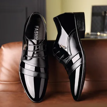 

2020 Newly Men's Quality Leather Shoes Black Wedding Shoes Size 38-46 Black Leather Soft Man Shoes