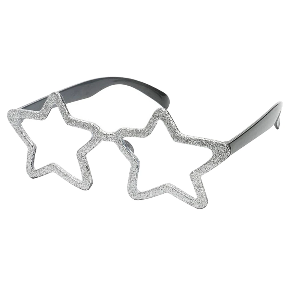 Novelty Glitter Silver Star Shaped Sunglasses Adults Kids Party Eye Glasses Costume