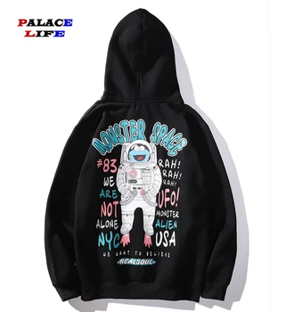 

Harajuku Men Hip Hop Spaceman printing Plus velvet Hoodie Streetwear hoodie men Pullover Sweatshirt Cotton sudadera hombre