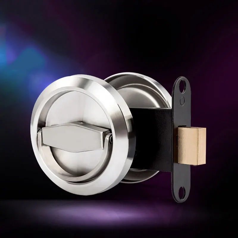 

Stainless Steel 304 Recessed Invisible Cup Handle Privacy Hidden Door Locks Cabinet Pulls Handle Fire Proof Disk Ring Lock