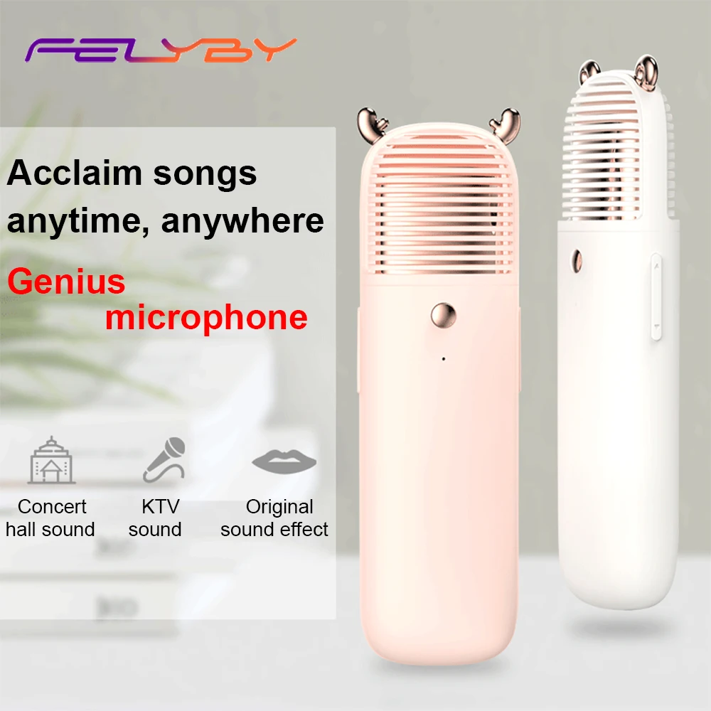 Мини портативный микрофон караоке FELYBY для реального наблюдения за звуковыми эффектами в режиме реального времени
