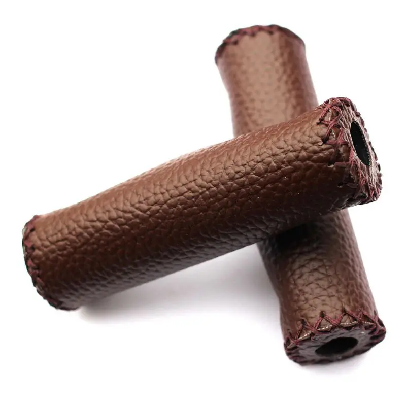 1 Pair Anti-slip Cycling Grip Mountain Bike Scooter Artificial Leather Bicycle Handlebar Grips Retro Anti-skid Handlebar Cover - Цвет: Coffee