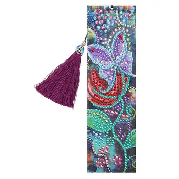 

Diamond Painting Leather Bookmark Flower Animal Pattern Special Shaped Diamond Vintage Tassel Book Marks DIY Craft Gifts