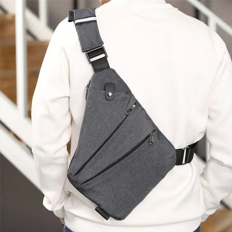 Men Fashion Left Right Chest Bag Outdoor Sport Sling Shoulder Multifunction Crossbody Pack 35EF