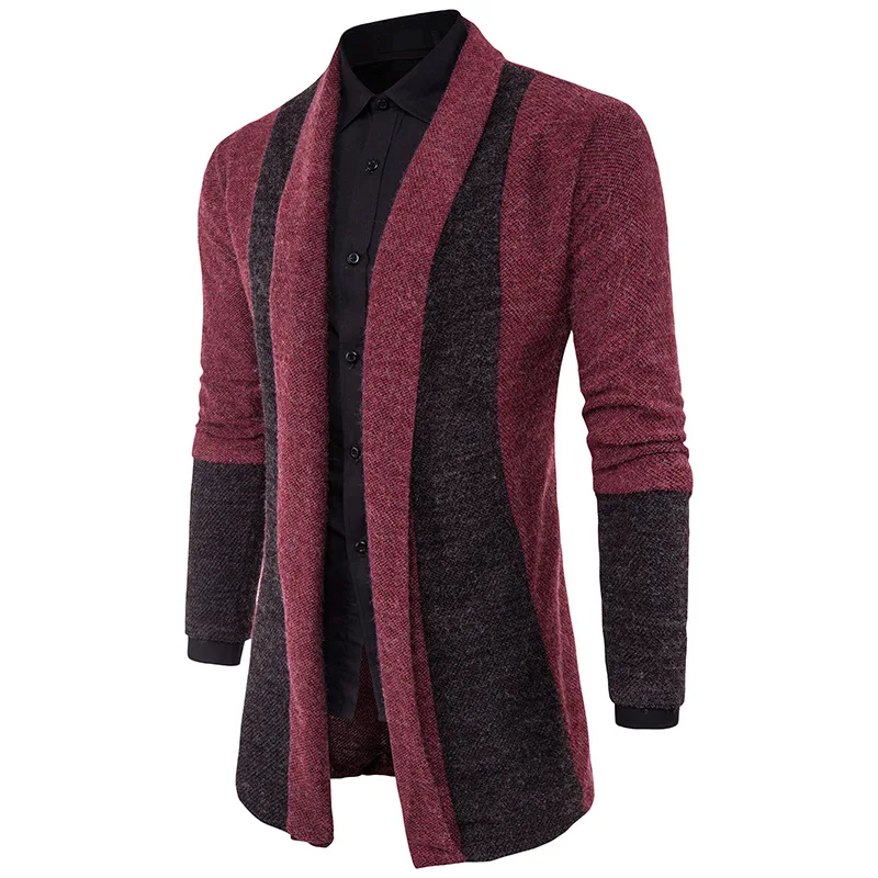 Новое поступление, Мужской Повседневный свитер, мужское зимнее пальто, в стиле пэчворк, цветной, модный, veste longue homme, сшитый кардиган