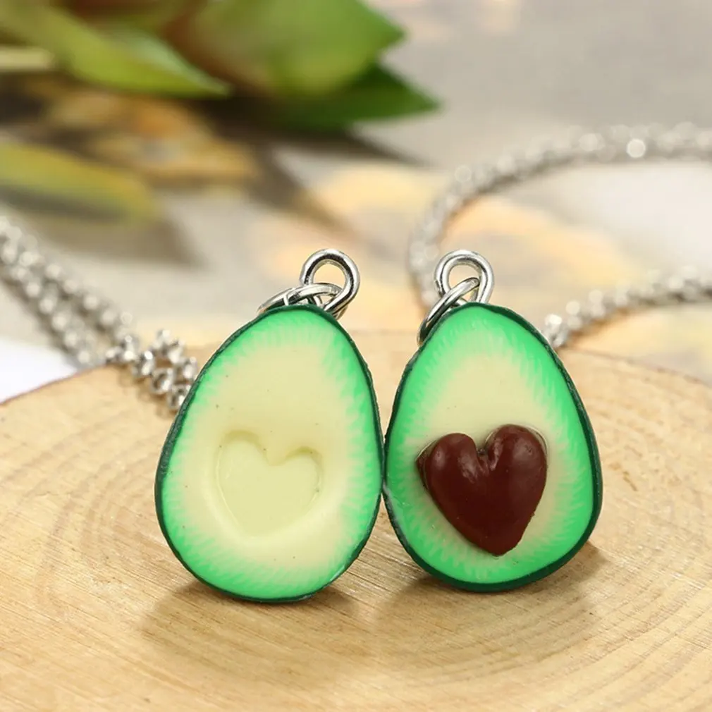 

Cute Fruit Jewelry Avocado Heart-Shaped Necklace Avocado Shape Pendant Necklace Earrings Keychain Fruit Shape Chains Charms
