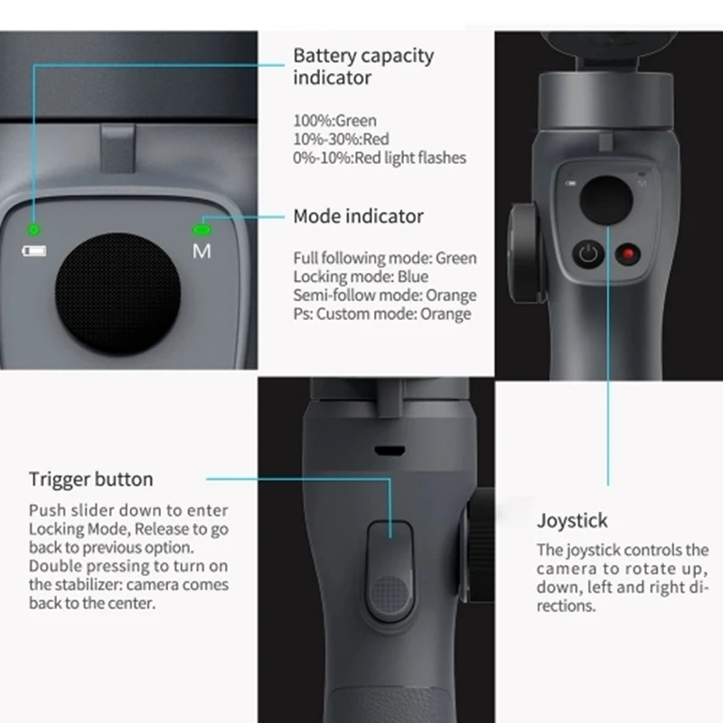  3-Axis Handheld Gimbal Stabilizer Time Lapse Face Tacking for Smart Phone iPhone Samsung Xiaomi Hua