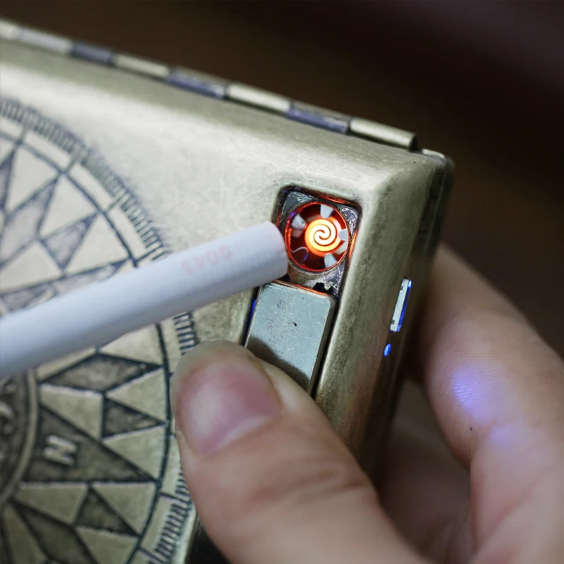20 палочек металлический чехол для сигарет с usb зарядкой Зажигалка Вторая мировая война че Дракон винтажная бронзовая Обложка подарок для мужчины