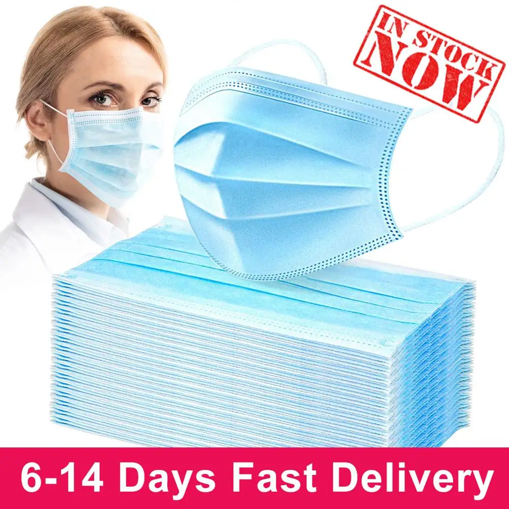 

50/100PCS Disposable Surgical Face Mask 3 Filter Activated Mouth-muffle Adults Bacteria Proof Face Masks Breathable Mouth Cover