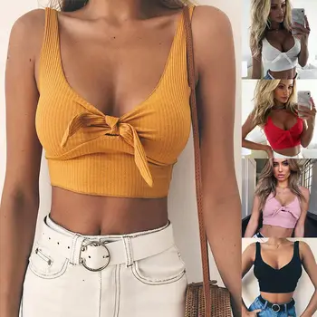 

Women Sexy Tank Top lace up bow vest Bustier Tube tops casual Tank Top Cami Tops Vest Blouse 2020 fashion short vest