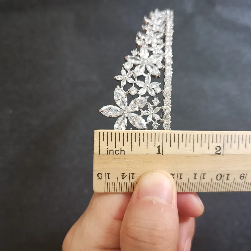 SLBRIDAL кристаллы стразы жемчуг медный кубический циркон свадебная тиара с