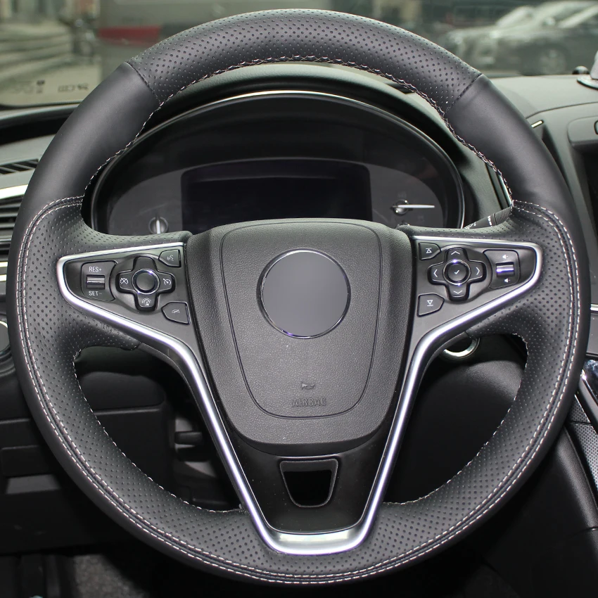Черные кожаные чехлы рулевого колеса автомобиля для Buick Regal Opel Insignia Авто рулевые чехлы