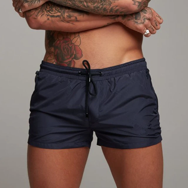 Navy blue Мужские шорты для фитнеса бодибилдинга мужские летние повседневные крутые короткие мужские брюки штаны для бега и тренировок пляжные дышащие мужские штаны - Цвет: Navy blue