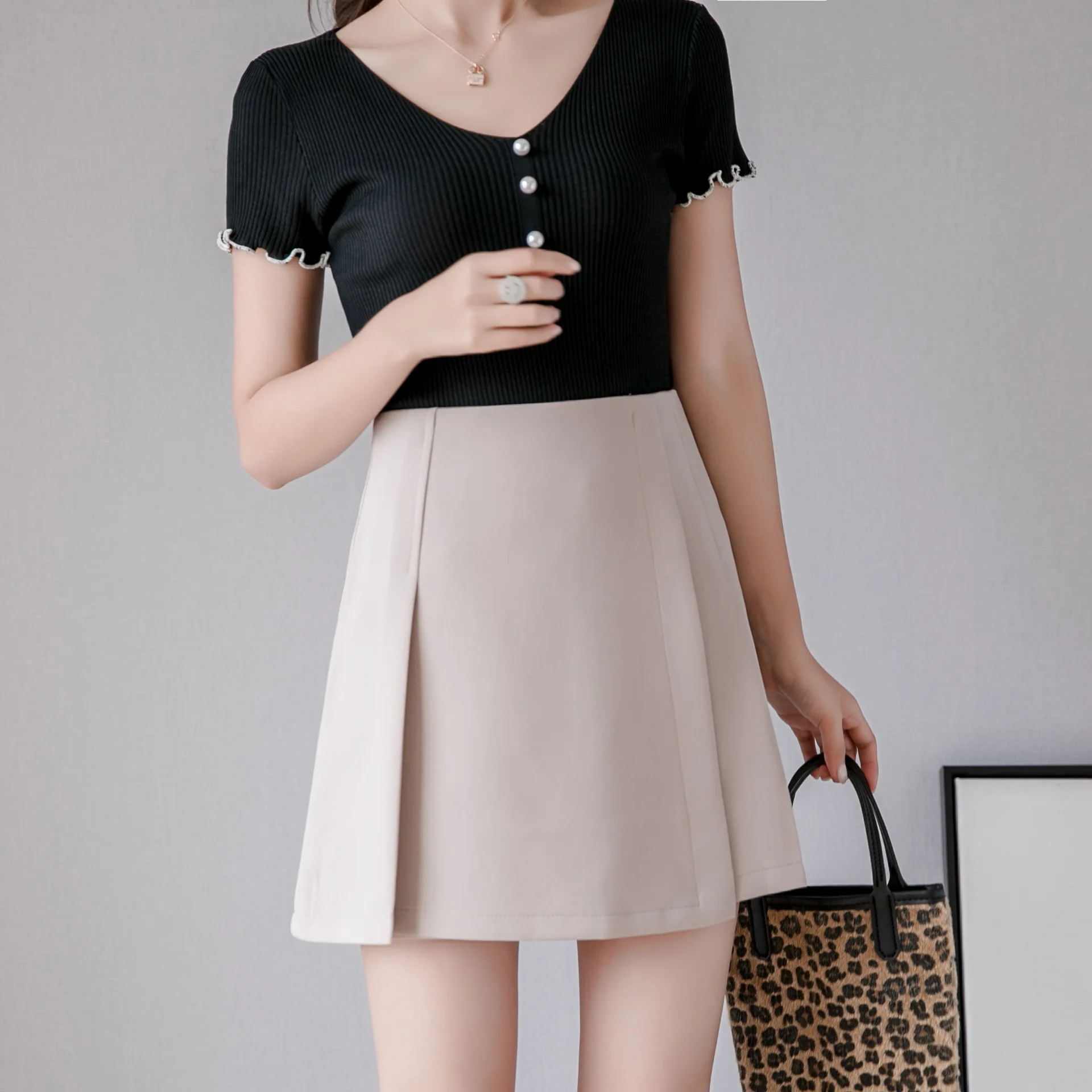 

2019 Summer Wear New Style Korean-style High-waisted A- line Skirt Students Anti-Exposure Plaid Skirt Women's