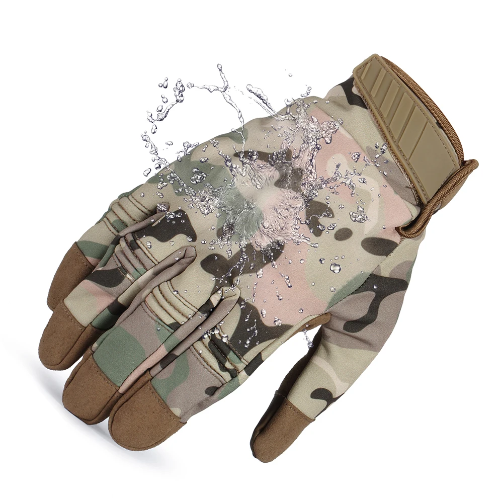 Перчатки с сенсорным экраном для холодной погоды, водонепроницаемые, ветрозащитные, зимние, теплые, флисовые, тактические, военные, жесткие, на концах пальцев, мужские перчатки
