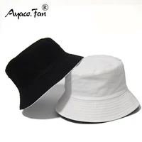 Black Solid Dots Bucket Hat Two Side Wear Unisex Simple Bob Caps Hip Hop Gorros Men Women Panama Cap Beach Fishing Boonie Sunhat 1
