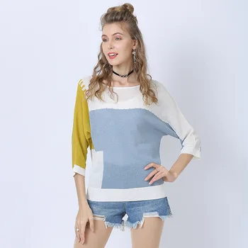 

2020 Autumn Winter new women pullovers knitwear plus size sweater patchwork style long sleeve loose causal clothes top sweaters