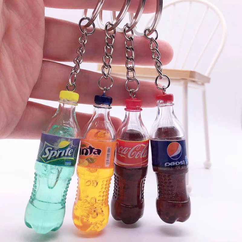

5pcs/set Cartoon 6.5*1.8cm PVC Drinking Key Chains, Simulation Car Bag Accessories, Promotion Gift, creative Key Rings