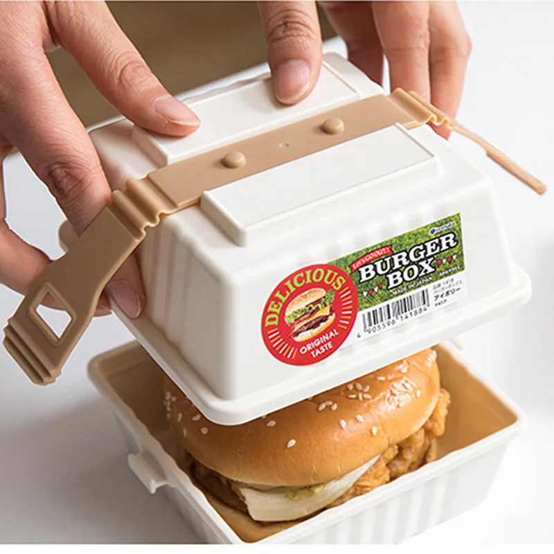 BPA-Free пластиковый Ланч-бокс для сэндвича гамбургера 1 шт. Bento box контейнер для еды с крышкой для детей портативный для пикника школы