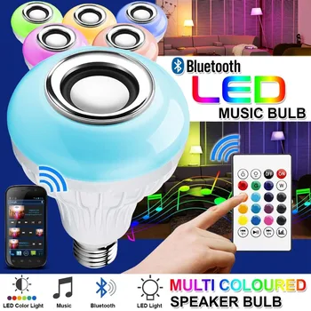 

E27 12W Colorful RGB Wireless Bluetooth LED Light Bulb Smart Music Audio Speaker Lamp With Remote