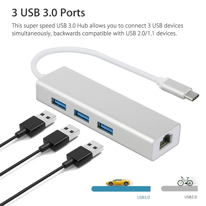 USB C концентратора Gigabit Ethernet Rj45 сетевой адаптер Тип usb C до USB 3,0 HUB10/100/1000 сетевая карта для MacBook Windows7 8 10 планшет