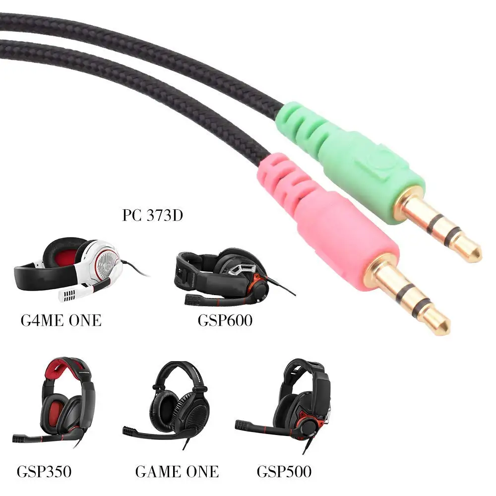 Sennheiser Epos Game ONE ZERO PC 373D 37X GSP 350 500 600 Headsets OFC Braided Audio Cable Splitter 2.5mm