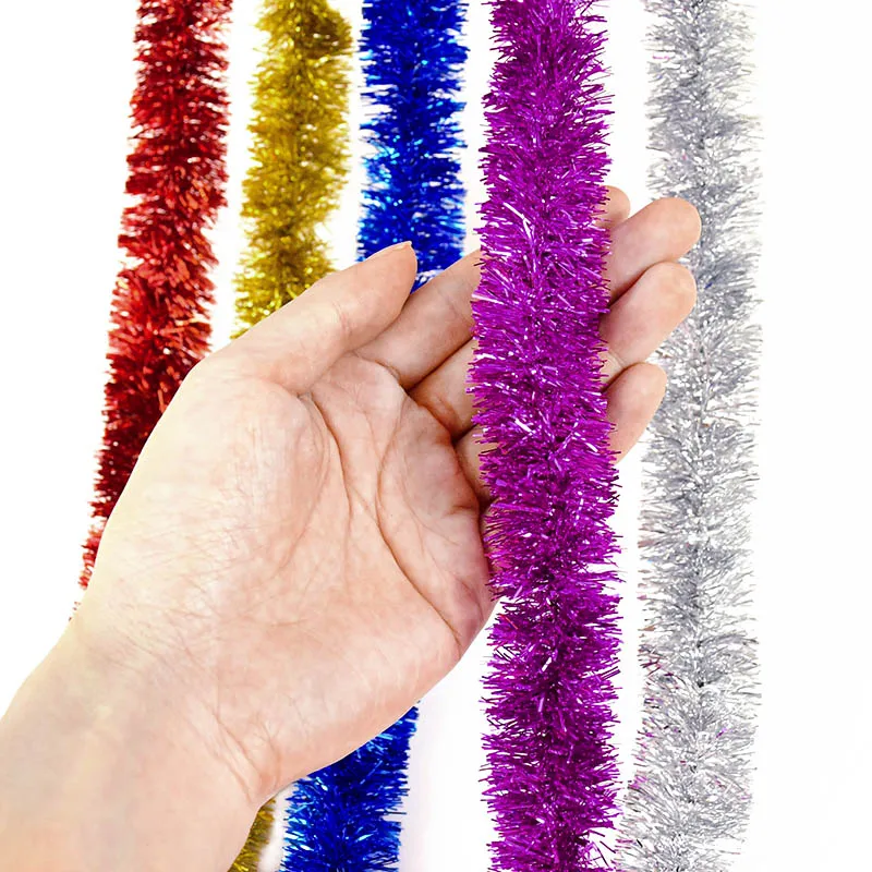 230cm Foil Tinsel Ribbon Garland for Christmas Decoration Xmas Tree Wrapping Ribbon Christmas Ornaments New Year Decor Supplies