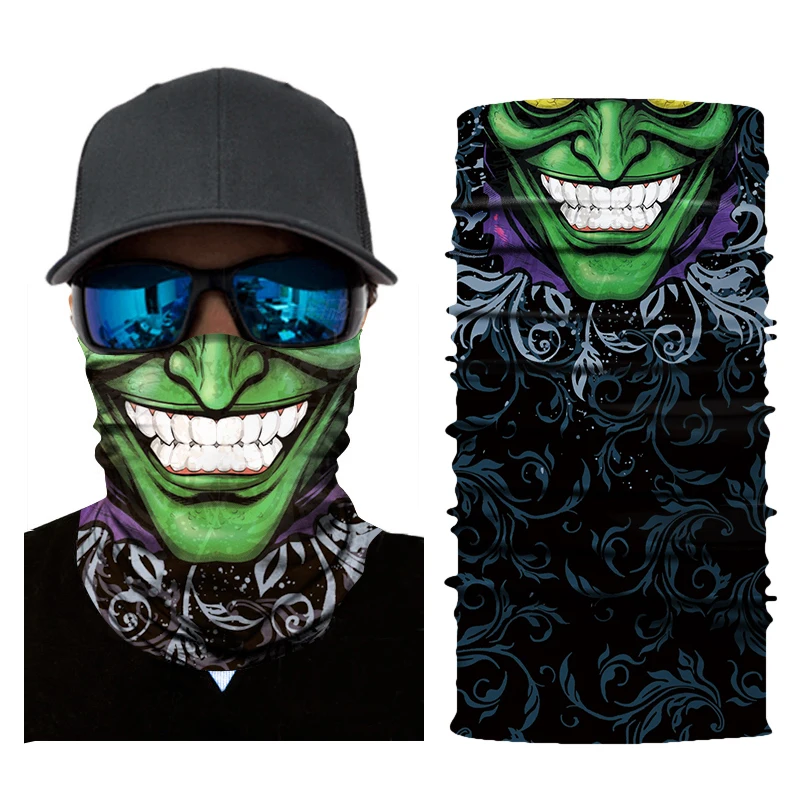 Green Motorcycle Mask Biker Balaclava Skull Ride Costume Scared Bandanas Halloween Mask Ghost Sport Face Shield Mascara Moto skull scratch embroidery balaclava mask hat winter mask halloween caps for party motorcycle bicycle ski cycling cool skull masks