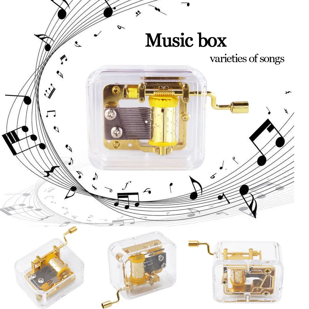 1 шт. мини музыкальная шкатулка ручной сгибания музыкального движения прозрачная музыкальная шкатулка DIY для рождественского подарка детям#15