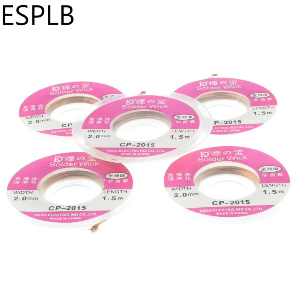 2.0mm CP-2015 Soldering Wire Braid 1.5M 5FT Desoldering Pump Welding Sucker Remover 5pcs/lot soldering wire desoldering braid solder remover soldering repair tool soldering tin wire desoldering mesh braid