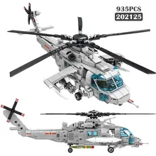 Ww2 série militar marinha helicóptero modelo blocos de construção cidade de alta tecnologia montagem avião criador diy tijolos brinquedos para crianças