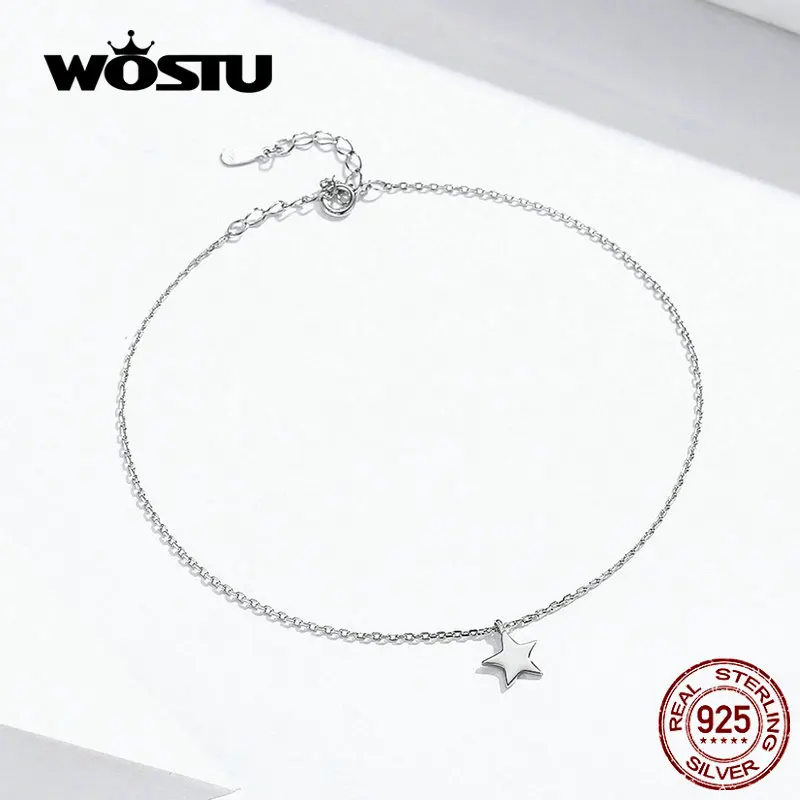 WOSTU, новинка, браслет на лодыжку,, настоящая 925 пробы, серебряные лодыжки для женщин, модные ювелирные изделия, Женские аксессуары, BKT009