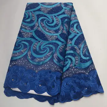 

Latest Design African Dry Lace Fabrics High Quality Cotton Lace Fabric Stones Swiss Voile Lace In Switzerland 5 Yards XSW03