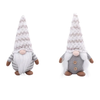 

2-Piece Plush Doll Faceless Santa Claus Dwarf Doll Ornaments Christmas Tree Hanging Pendant Christmas Party Decorations
