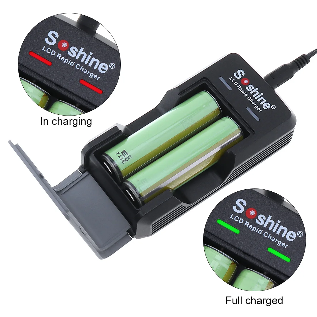 Soshine 100-240 V S2 2 слота Быстрый универсальное Батарея Зарядное устройство с Светодиодный индикатор для 18650/17650 батареи