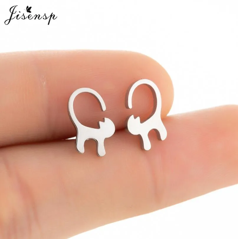 Jisensp Lovely Cute Children Baby Earrings Kitty Cat Bunny Animal Fashion Statement Jewelry for Women Stud Earring bijoux femme | Украшения