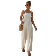 2020 Bow Tie Sling Sleeveless Tupe Rompers Wide Leg Loose Jumpsuit Holiday Beach Overalls For Women Girl Summer Body Mujer Ez* 2020 Bow Tie Sling Sleeveless Tupe Rompers Wide Leg Loose Jumpsuit Holiday Beach Overalls For Women Girl Summer Body Mujer Ez*