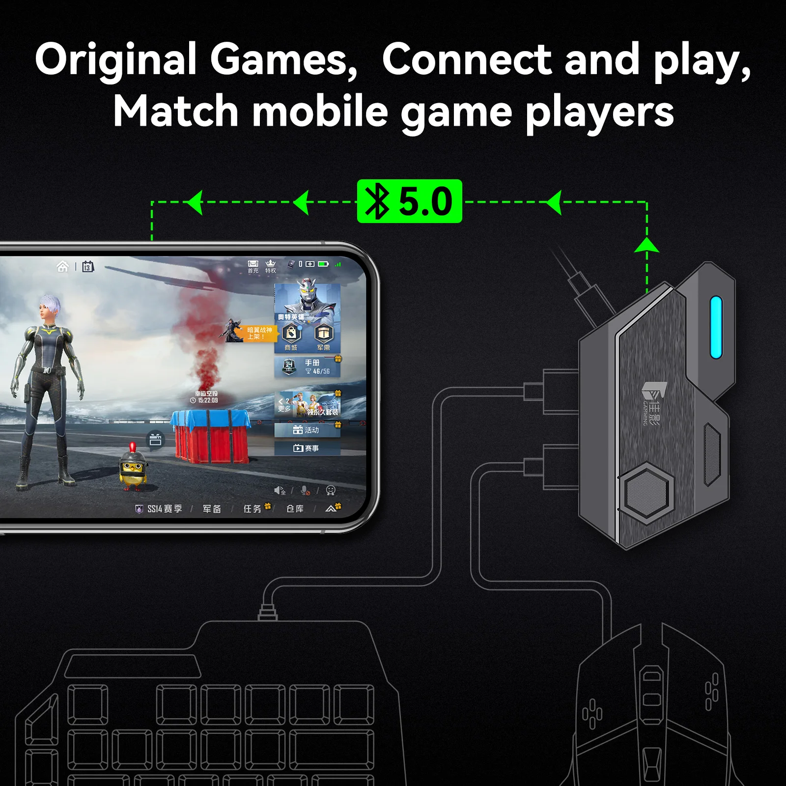 Controle de Games Compatível com Ios Adaptador de Jogos Gamepad Conversor Teclado Mouse 13.4 Usb - Image 6