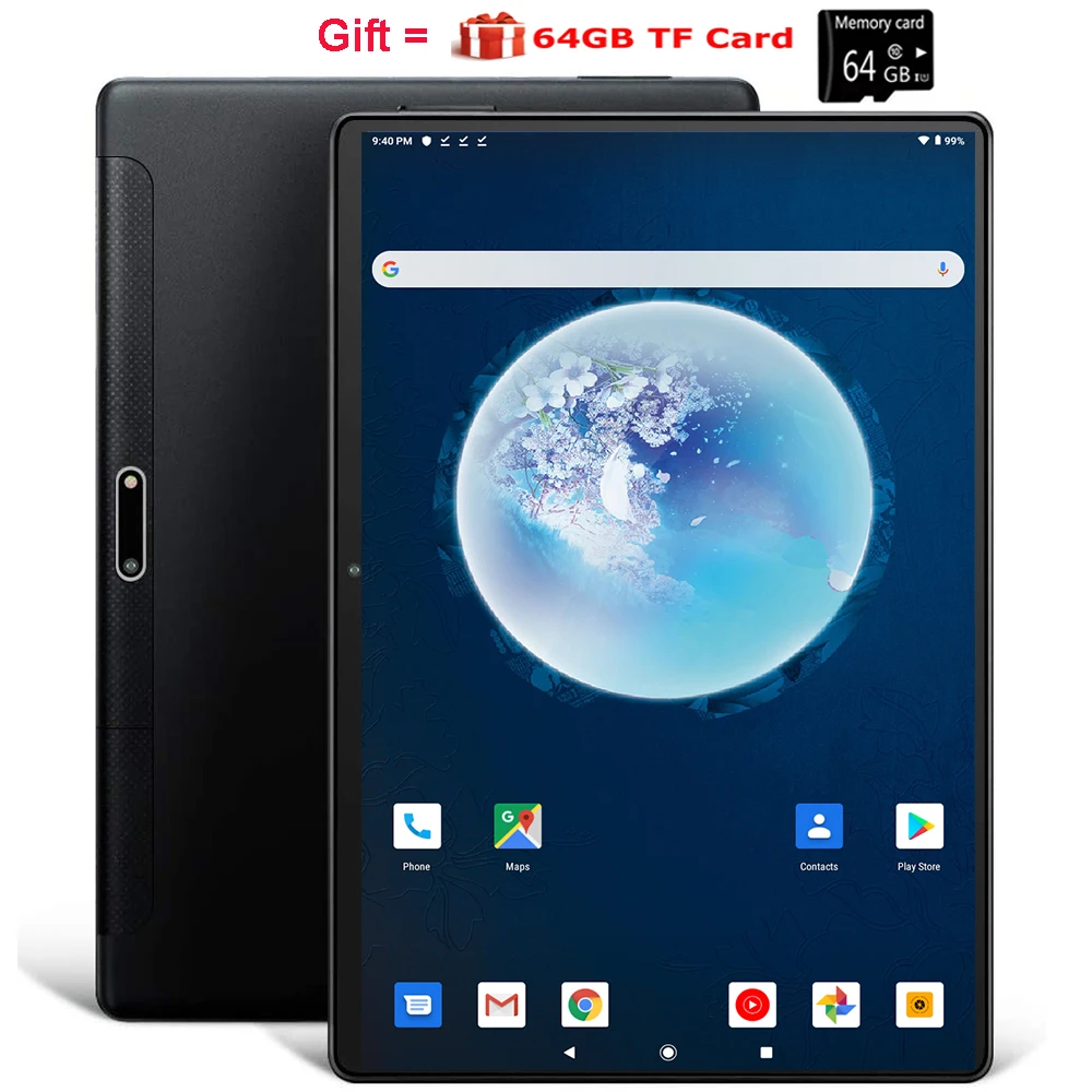 LNMBBS M10 4G Tablet Android 9,0 Netbook Phablet tabletas de 10 pulgadas 1280x800 SC9863A Octa Core 4GB RAM 64GB ROM GPS Cámara Dual