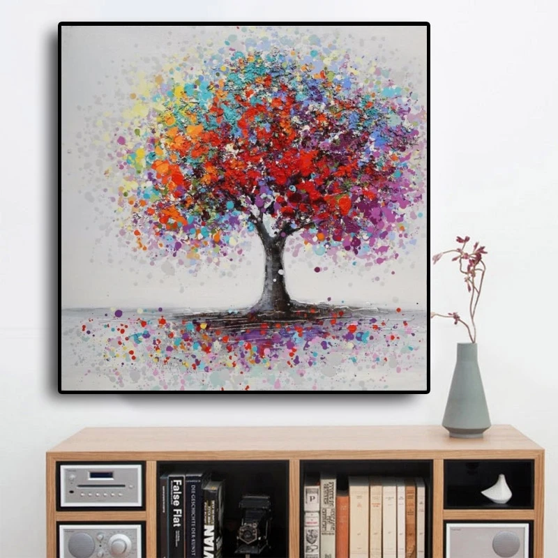 Colorful Tree Beautiful Abstract Painting Printed on Canvas