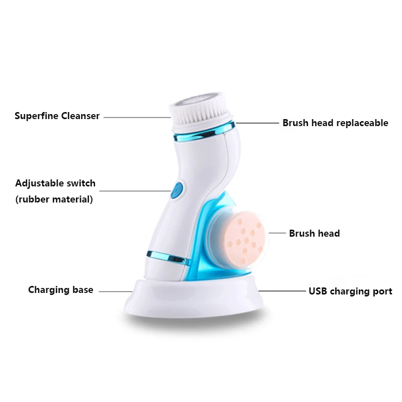 Rechargable Electric Face Cleansing Brush Facial Exfoliation Pore Cleaner Facial Washing Cleaning Brush Skin Care Wash Machine 1